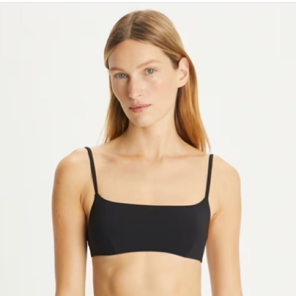 Tory Burch Black Solid Bikini Swim Top Large